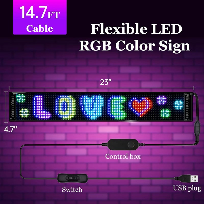 GOTUS Programmable LED Sign for Business,Flexible Digital Sign,Scrolling LED Sign,Bluetooth APP,DIY Design Animations,Text, Graffiti,Colour (23''x5'') - Image 4